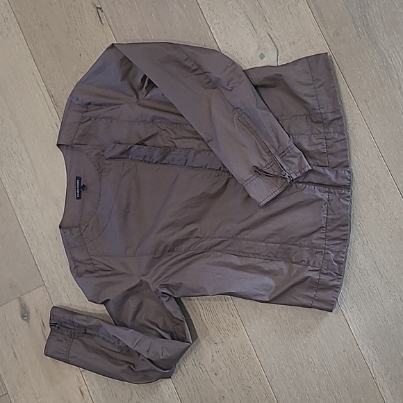 EUC Eileen Fisher Jacket Women's sz Small Oil Cloth Brown Moto Style Jacket - Picture 1 of 9